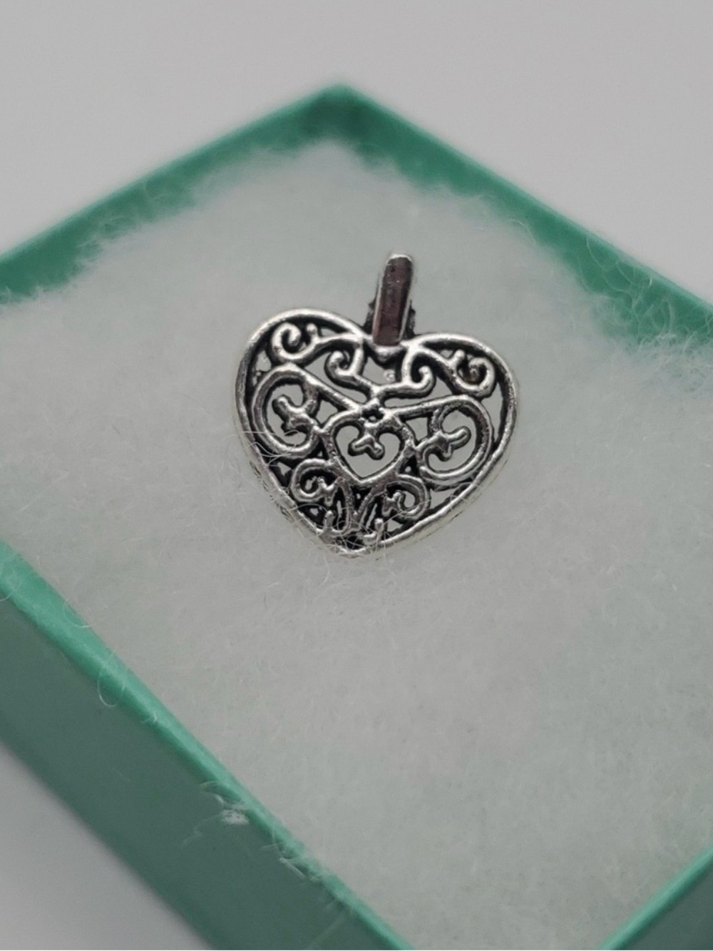 Sterling Silver Filigree Heart Pendant Charm